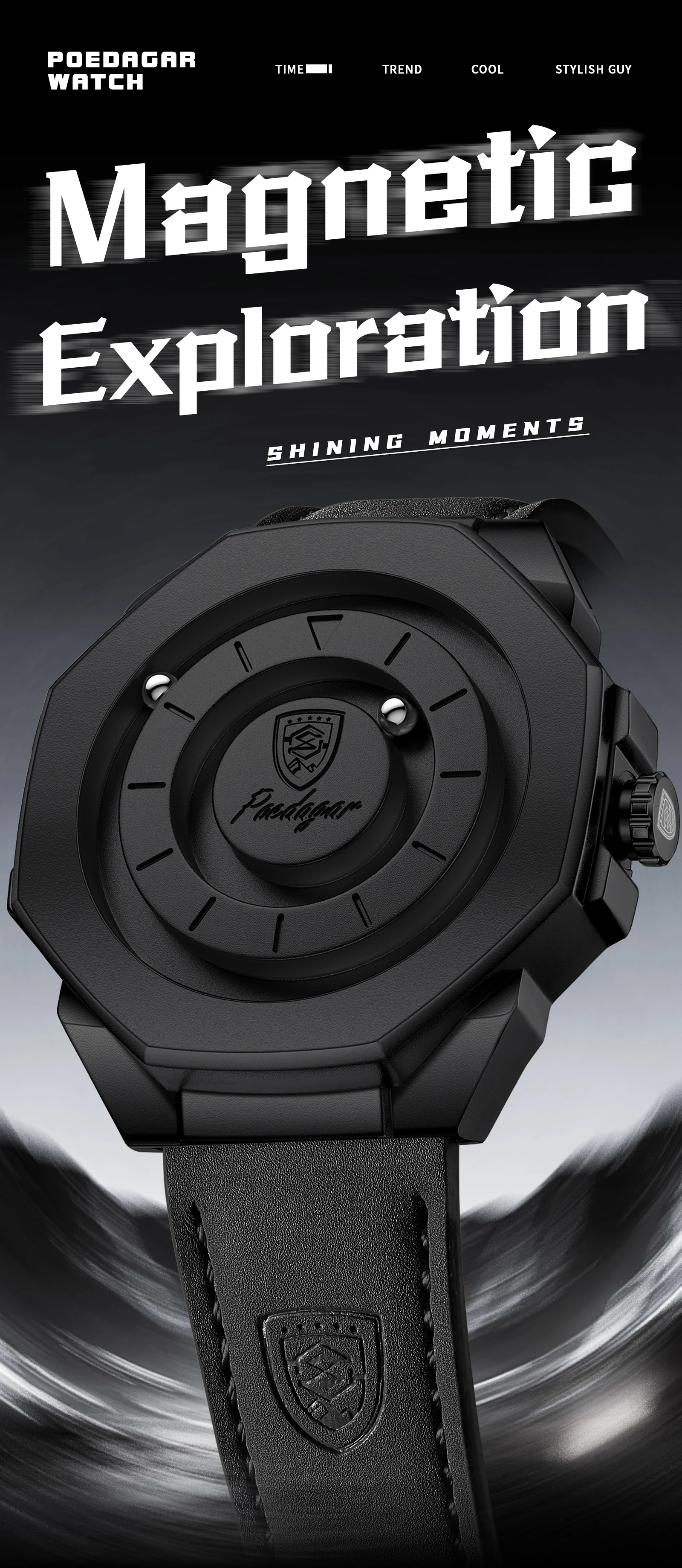 POEDAGAR Top-Qualität Herrenuhr Wasserdichte Leder-Modeuhr Quarz Business Herrenarmbanduhr Männliche Reloj Kreativ – Detail 2