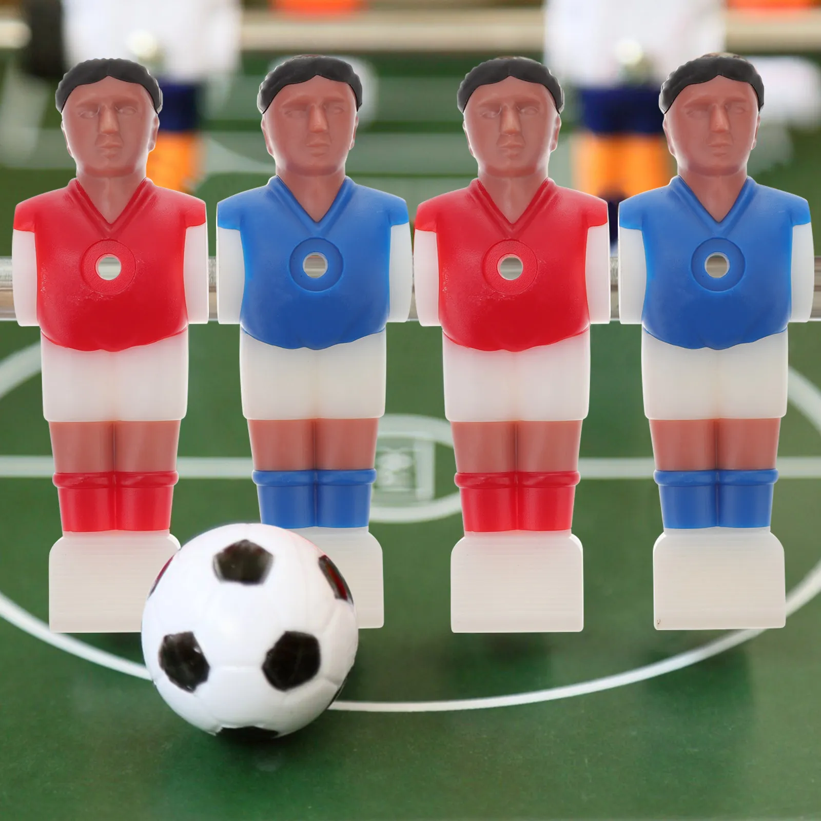 

4Pcs Tabletop Football Player Tournament Style Soccer Man Replacement Parts Red Blue Fit Standard Foosball Rods for 1.4m