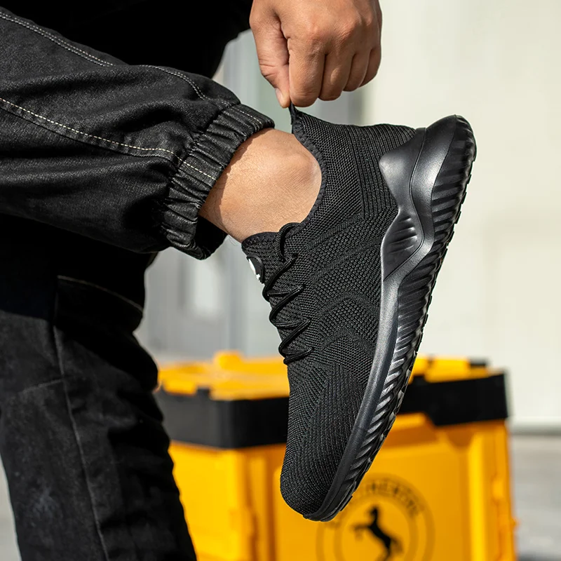 أحذية أمان للعمل للرجال بمقدمة فولاذية مضادة للتحطيم وخفيفة الوزن وقابلة للتنفس ومضادة للثقب كاجوال أحذية غير قابلة للتدمير #5