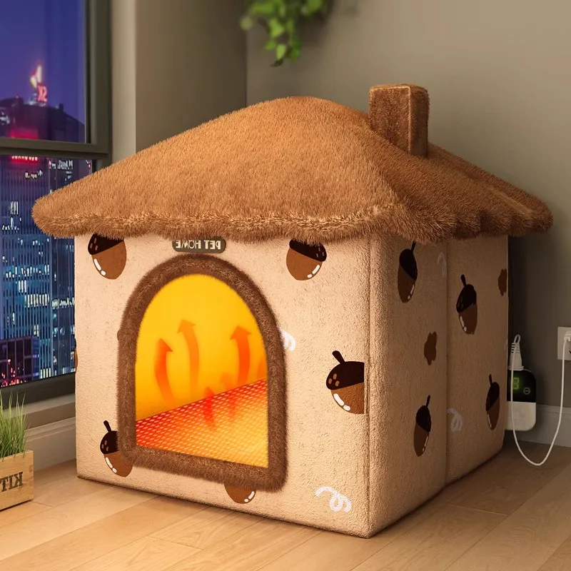 Autumn and Winter Warm Cat Nest Heating Electric Blanket Closed Bed Kennel House Security Nest Oversized