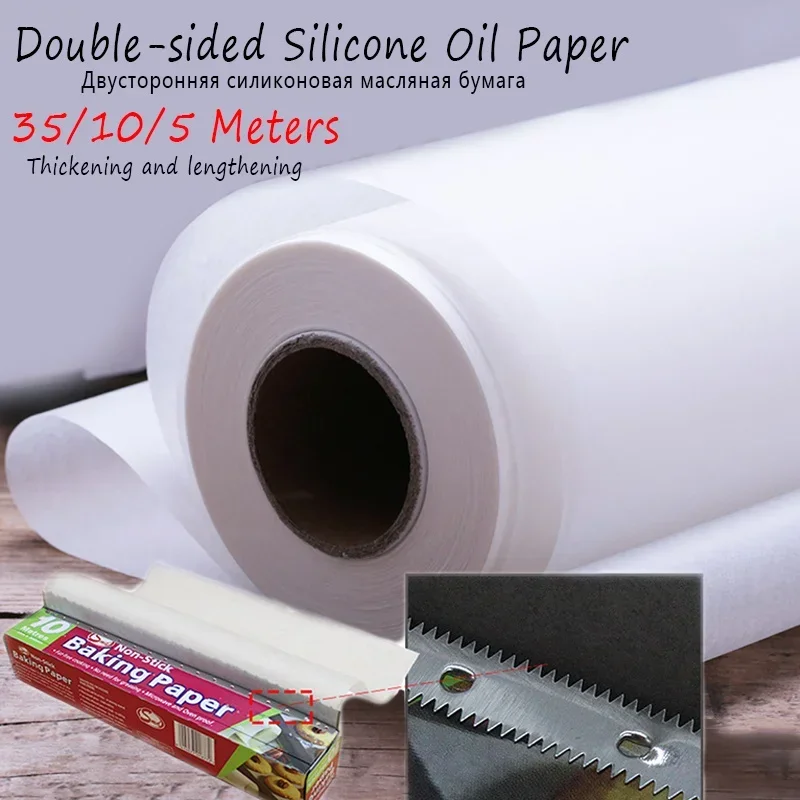 10/20/50M Baking Paper Barbecue Double-sided Silicone Oil Paper Parchment Rectangle Oven Oil Paper Baking Sheet Bakery BBQ Party