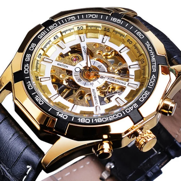 Men\'s Business Leisure Watch Manual Mechanical Watch Breathable Leather Strap Night Light Waterproof Watch Leisure Men\'s Watch