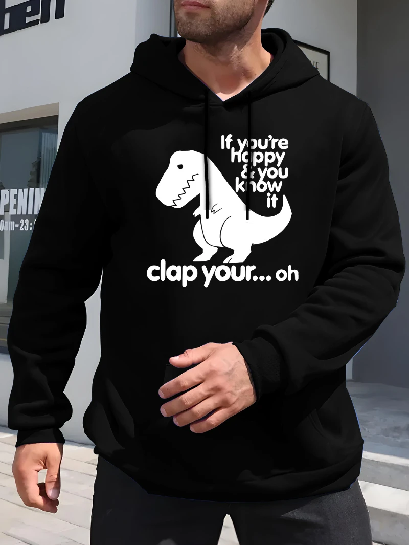 

Осень-зима 2025: мужской свободный повседневный универсальный узор с рисунком динозавра, высококачественный роскошный топ для мужчин и женщин