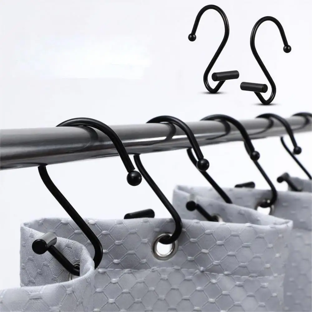 S-shaped Shower Curtain Rings S-shaped Shower Curtain Hooks Strong Load-bearing Hangers for Pole Corrosion Resistant Bathroom