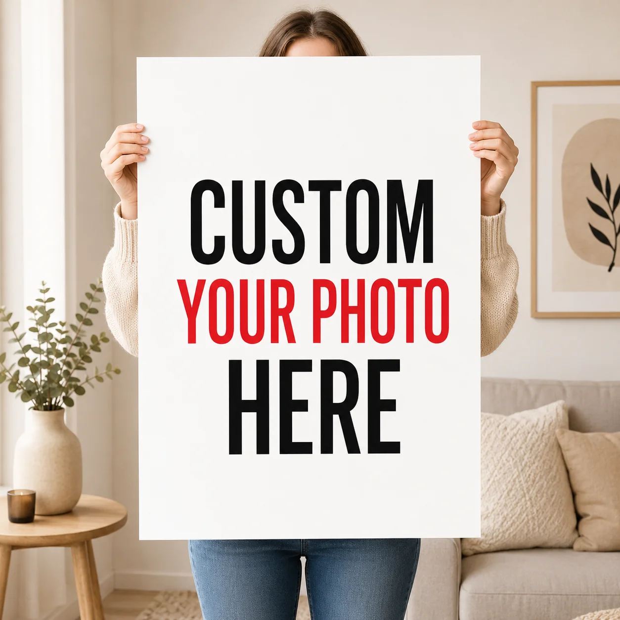 Custom Personalized Canvas Printing Wall Art Poster, Customizable Text Photo Logo Wall Print, Customized Gift For Family Friends