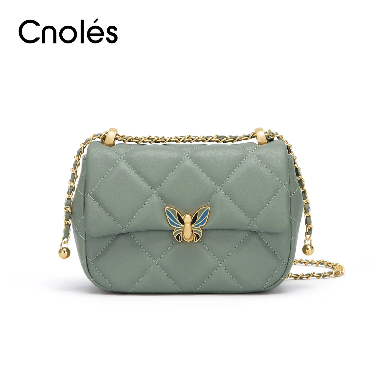 Cnoles Women Diamond Chain Crossbody Bag Small Square Bag Leather Handbags Purse Shoulder Messenger Bag