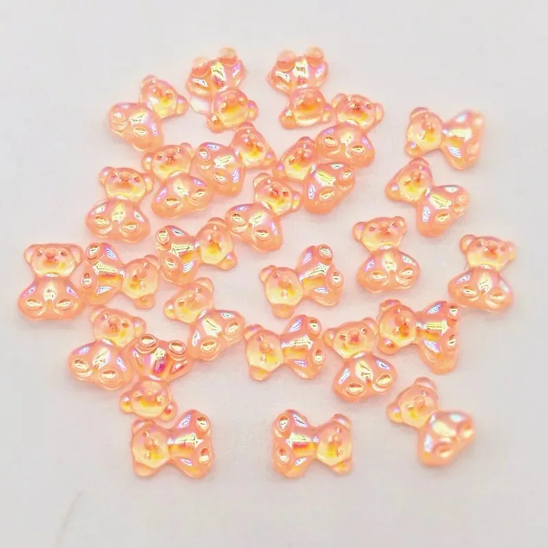 20Pcs Aurora Bear Nail Art Decorations 3D Resin Shiny Jelly Bear Ornaments Cute Cartoon Manicure Gem Charms DIY Accessories 8mm