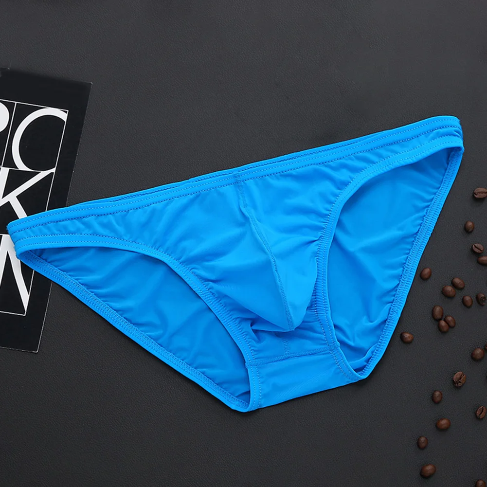 Men Sexy Low Waist Pouch Breathable Underpants Ice Silk Underwear Comfort Briefs  Ice Silk Breathable Low-waist Underwear