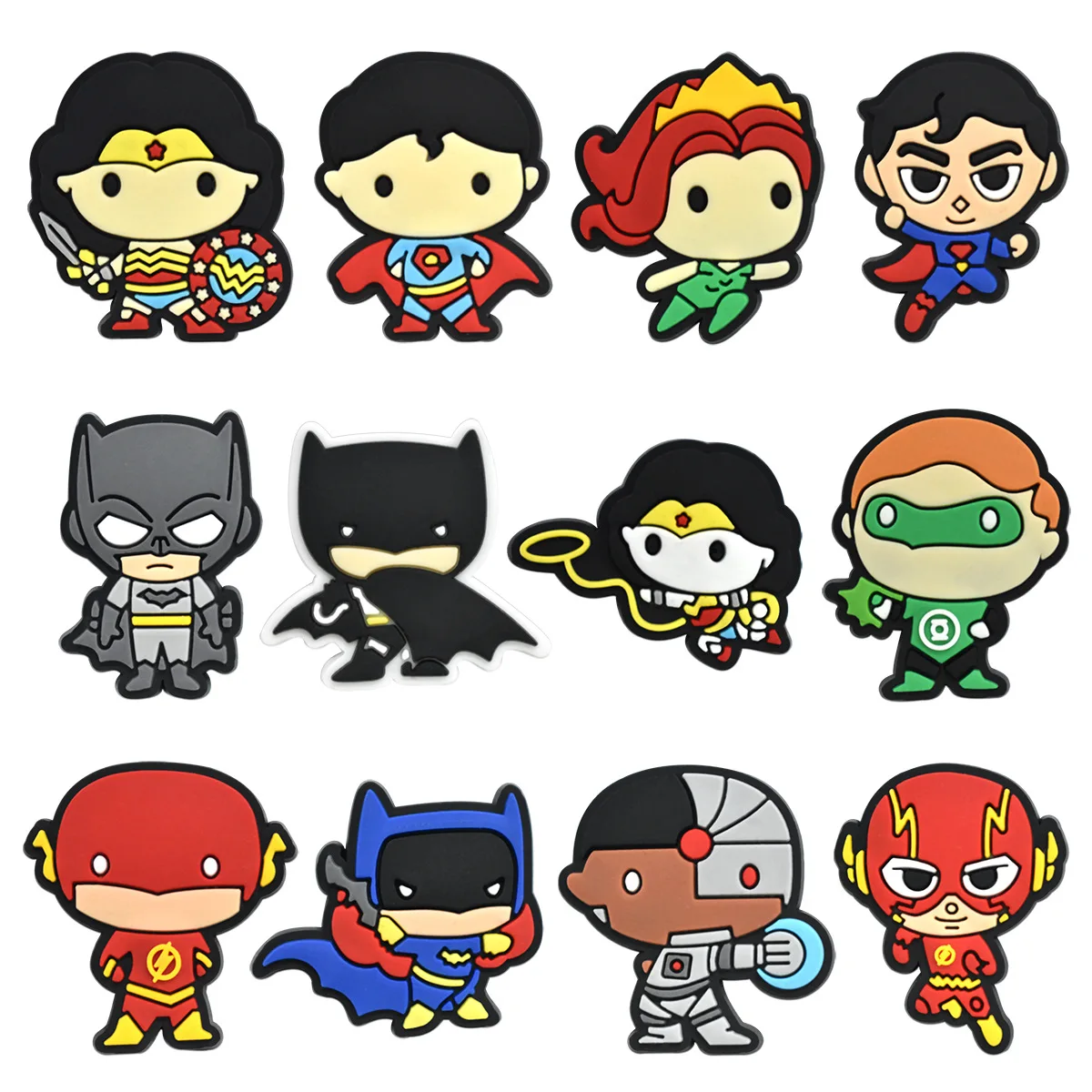 12pcs/SET HotToys NEW DC Superhero Series for Cartoon Shoe Charms Accessories DIY Decoration for Classic Clog Kids Gifts