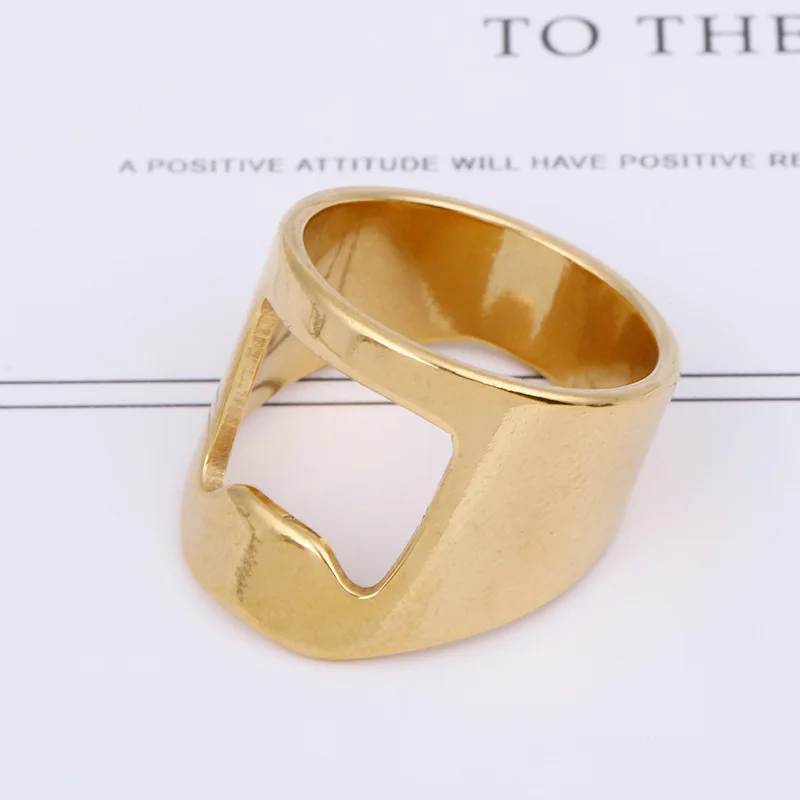Stainless steel jewelry bottle opener ring laser cutting hollow beer bottle opener titanium steel ring image 5