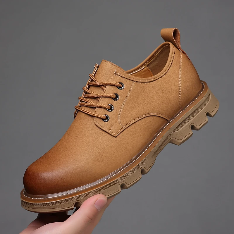 

Men Derby Shoes Thick Bottom Solid Color Lace Up Business Casual Men Shoes