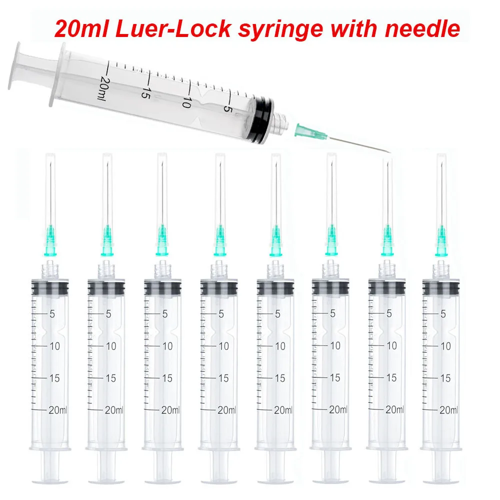 50Pcs 20ml Luer Lock Syringe 21G 38mm Needle, Sterile Individually Wrapped for Lab Industrial Glue Perfume Dispensing