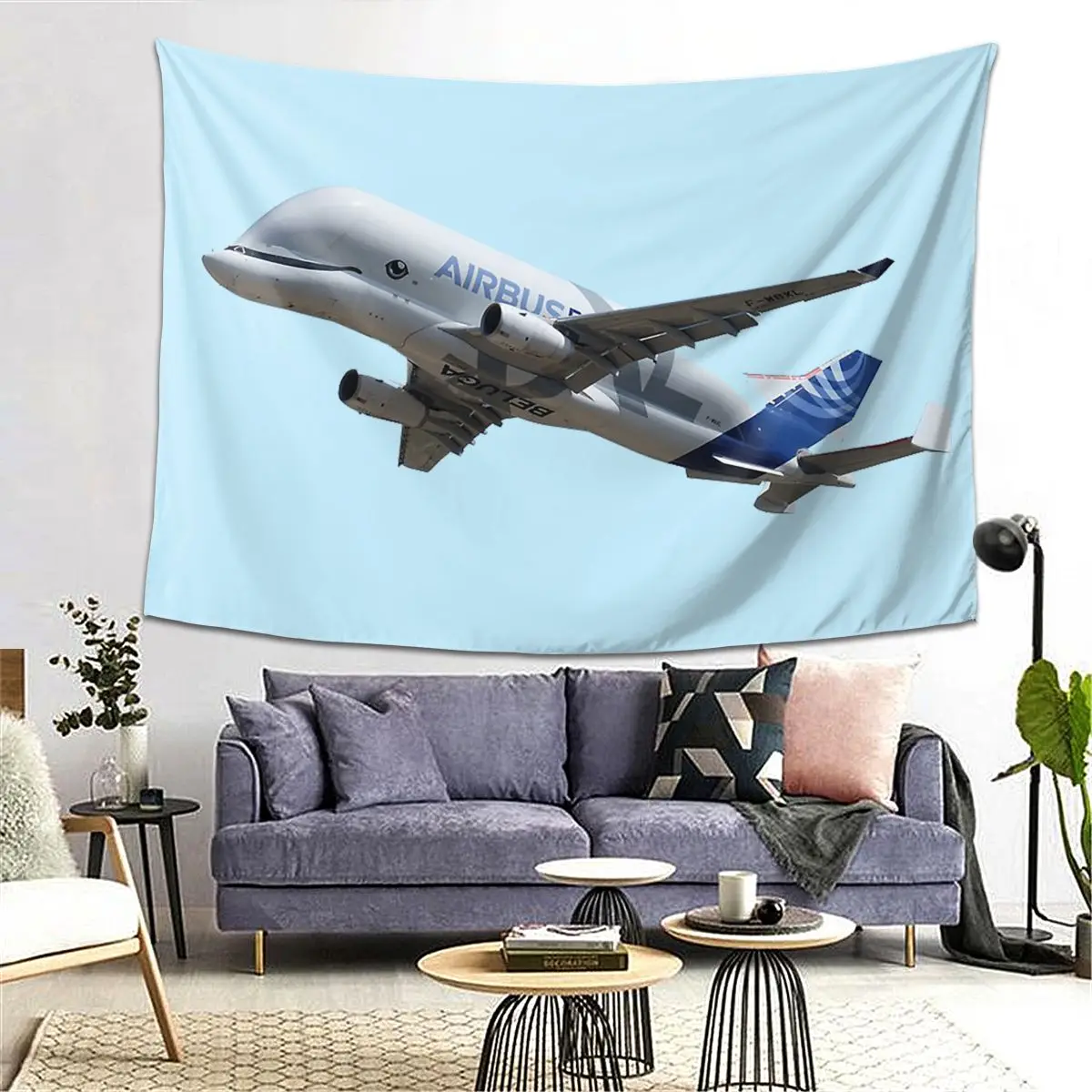 Airbus Beluga Tapestry Decoration Art Aesthetic Tapestries for Living Room Bedroom Home Wall Cloth Wall Hanging