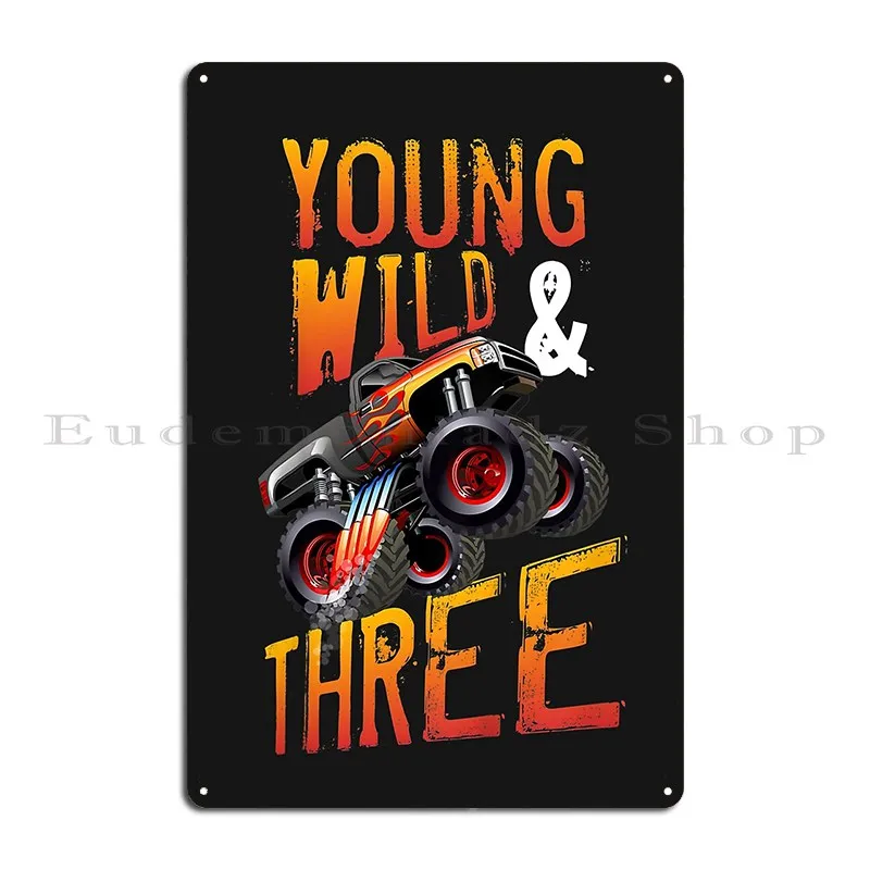 Kids 3rd Birthday Boy Monster Truck Rule Jam Three Years Metal Sign Club Bar Printed Living Room Wall Custom Tin Sign Poster