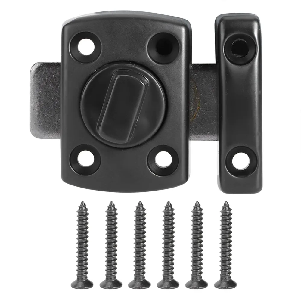 2set Household Zinc Alloy Rotate Bolt Latch With Screws Black Safety Door Latch Cabinet Bolt Latch Door