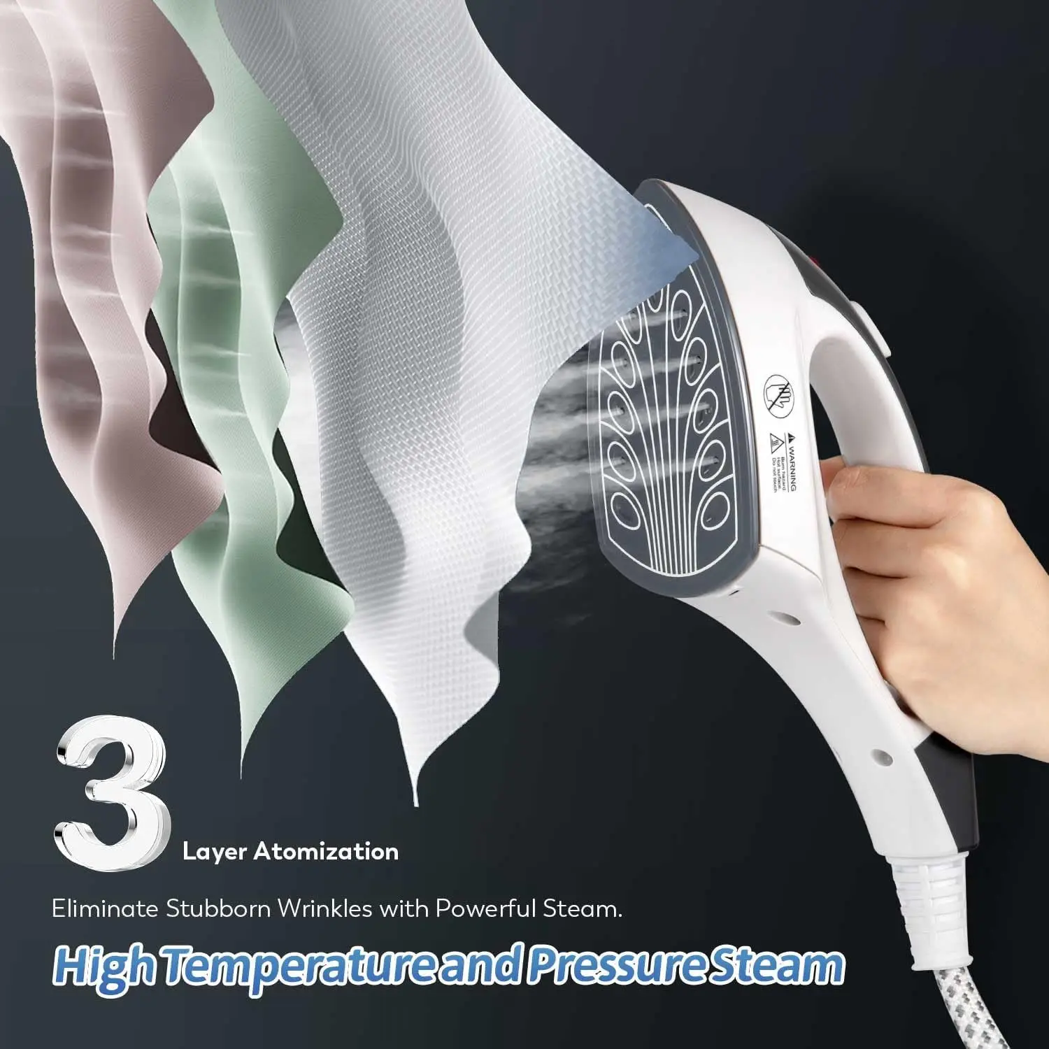 Garment Steamer for Clothes Suitable For All Fabric Types, Flat Hanging Iron Rapid Heats in 25s for 1 Hour Powerful Steam