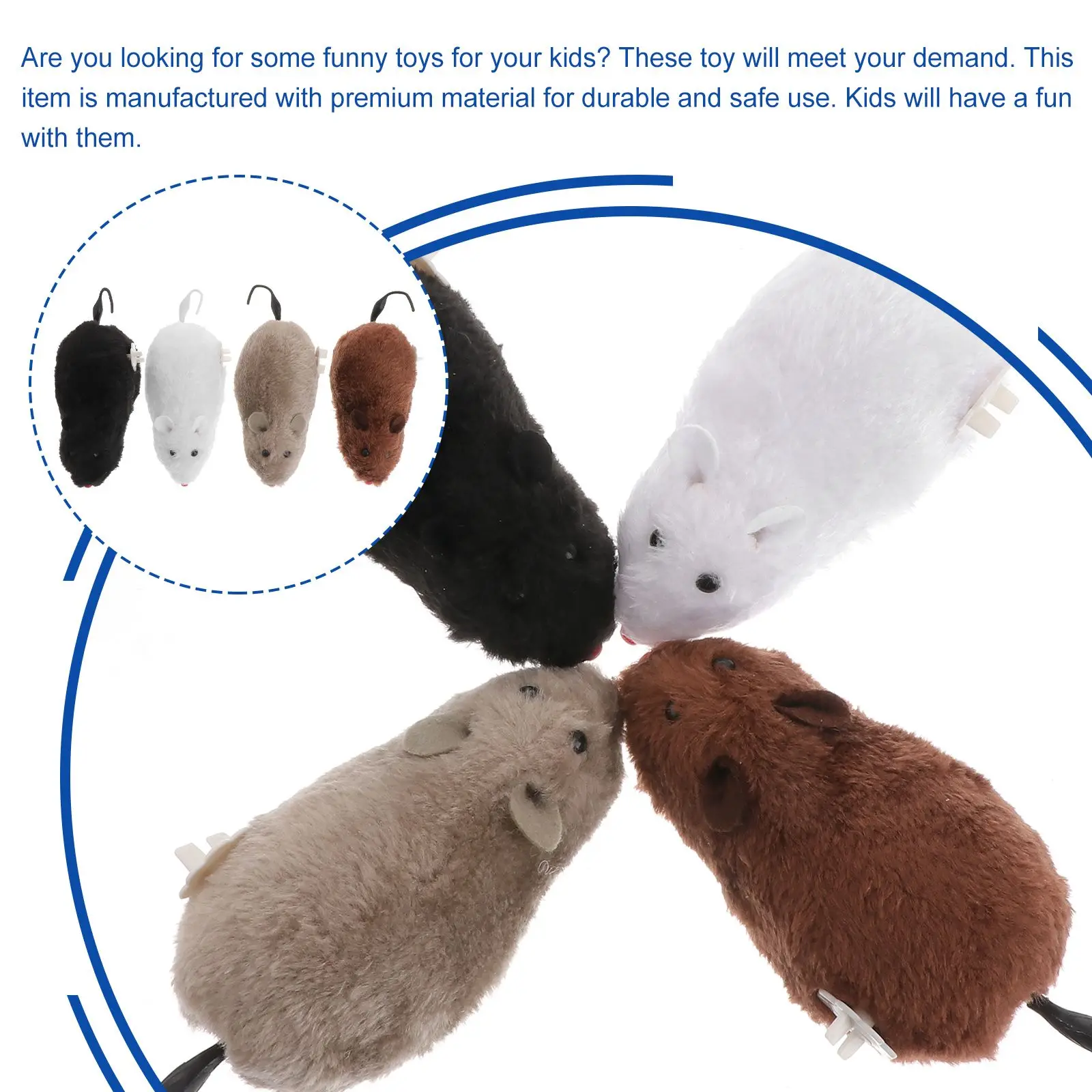 4 Pcs Imaginative Play Toys Wind up for Kids Premium Material Cartoon Animals Learning