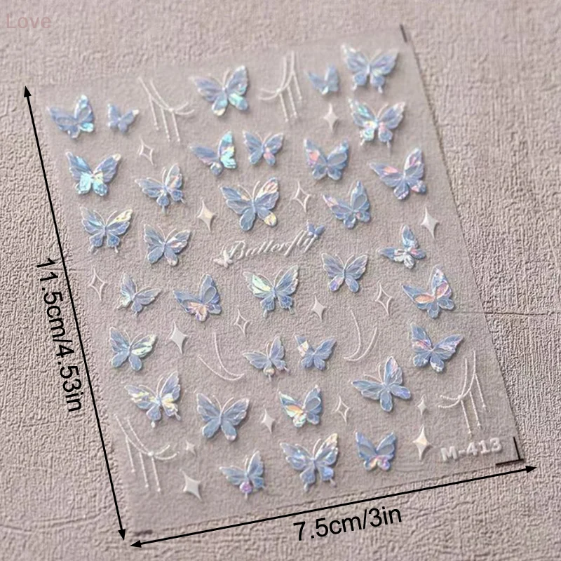 [L&P] ملصق أظافر على شكل فراشة ملونة لتعزيز اللمعان لاصق لتزيين الأظافر في صالونات التجميل مجسمة بنفسك