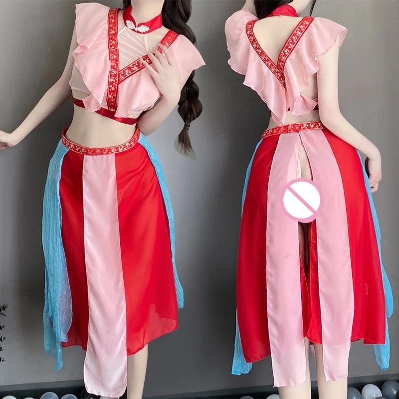 

Женское нижнее белье, экзотические комплекты, ночное белье, Китайская Республика Ханфу, китайская блузка Cheongsam, юбка, платье, косплей, униформа для ролевых игр