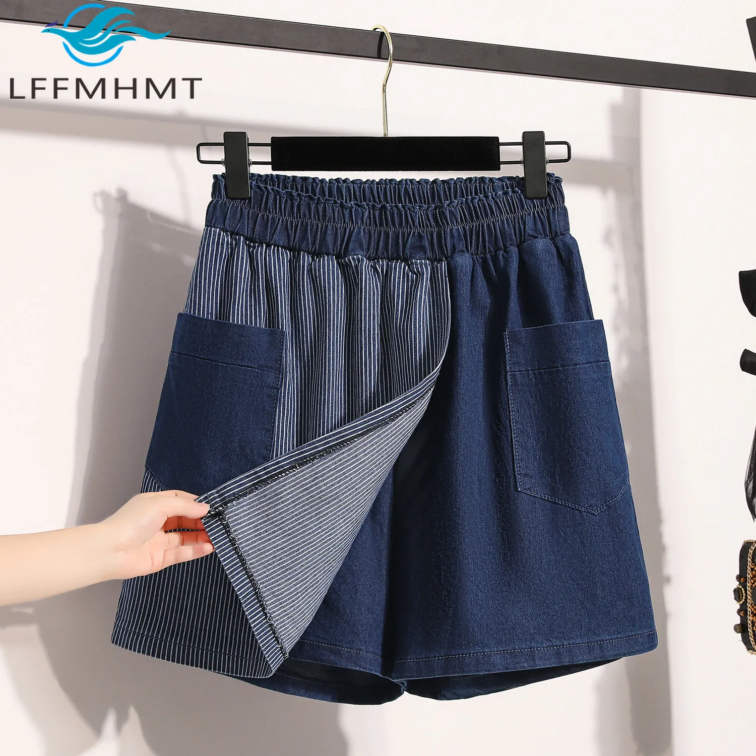 Summer Fashion Striped Patchwork Shorts for Women Good Quality Classical Design Fake Skirt Hot Pants Female