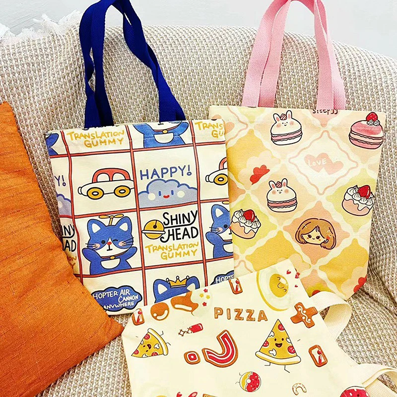 Cartoon Handtasche Canvas Tote Lunchbox Student Bento Geschenktüte Mädchen Arbeit Geburtstagsgeschenk