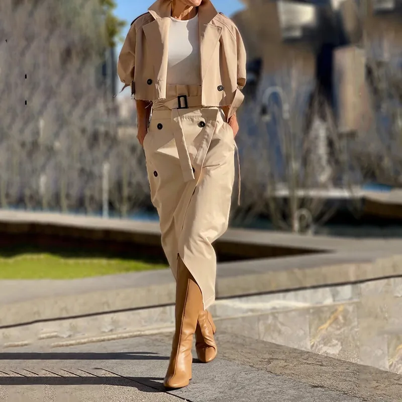 Lady Cloth Autumn. New Multifunctional Random Workwear Elegant Button Belt Suit Clothes Dress Elegant Boho Clothing Sexy Clothes