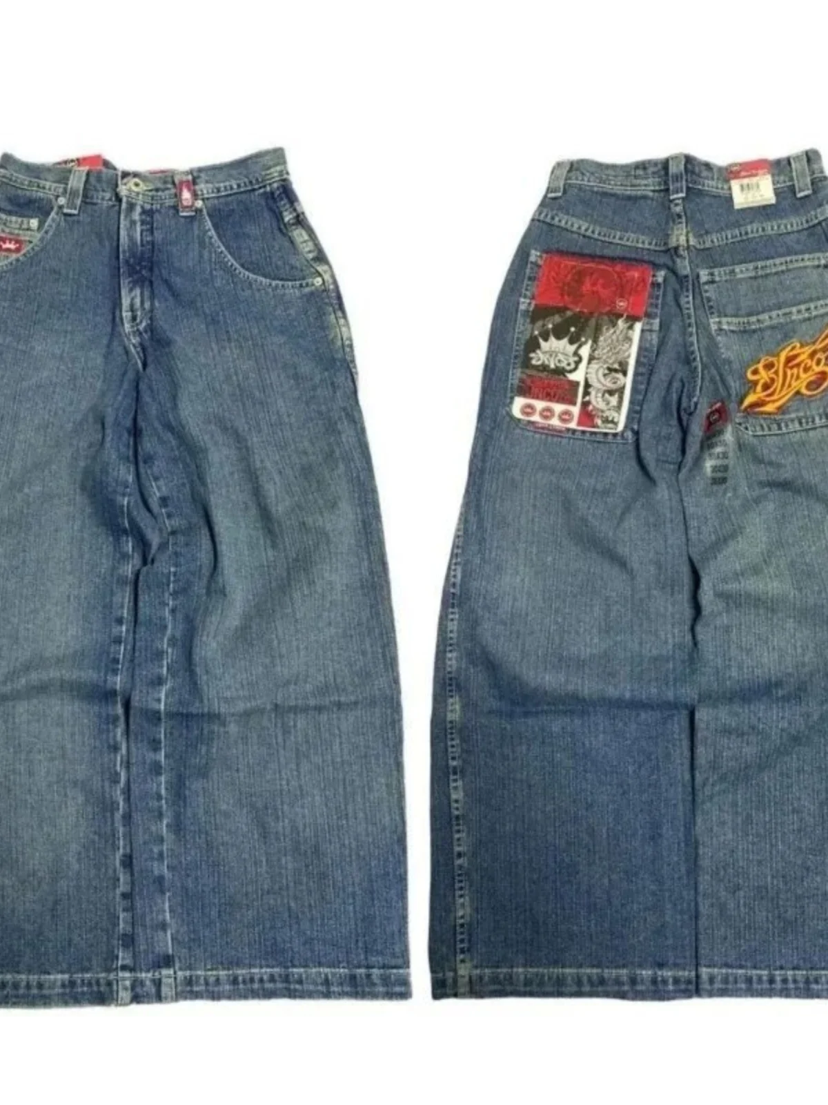 

Мужские джинсы в стиле американского ретро-хип-хоп, свободные, Y2K, Харадзюку, модные, уличные, широкие, длинные, прямого кроя, полной длины