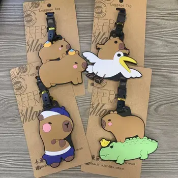 Akcesoria podróżne Przywieszka do bagażu z PVC Cute Cartoon Capybara Walizka Przenośna etykieta Kobiety Mężczyźni Przywieszki do bagażu na pokład