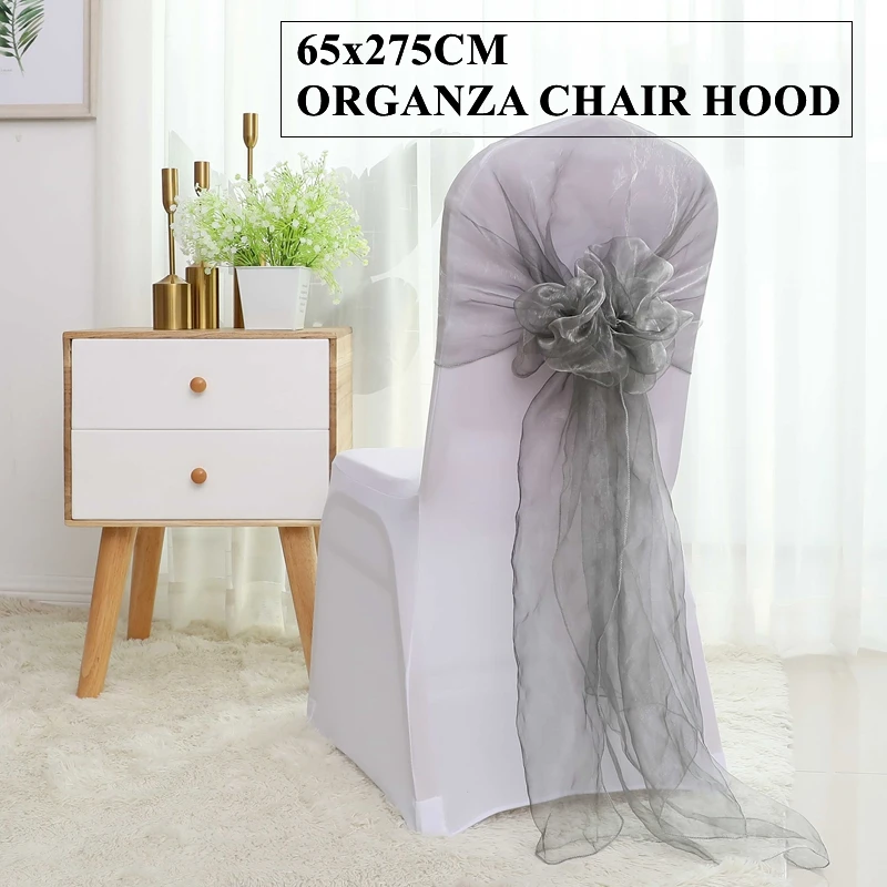 

10pcs 50pcs 100pcs Sheer Organza Chair Hood Cap Sash Bow Fit For Banquet Wedding Chair Cover Event Party Decoration