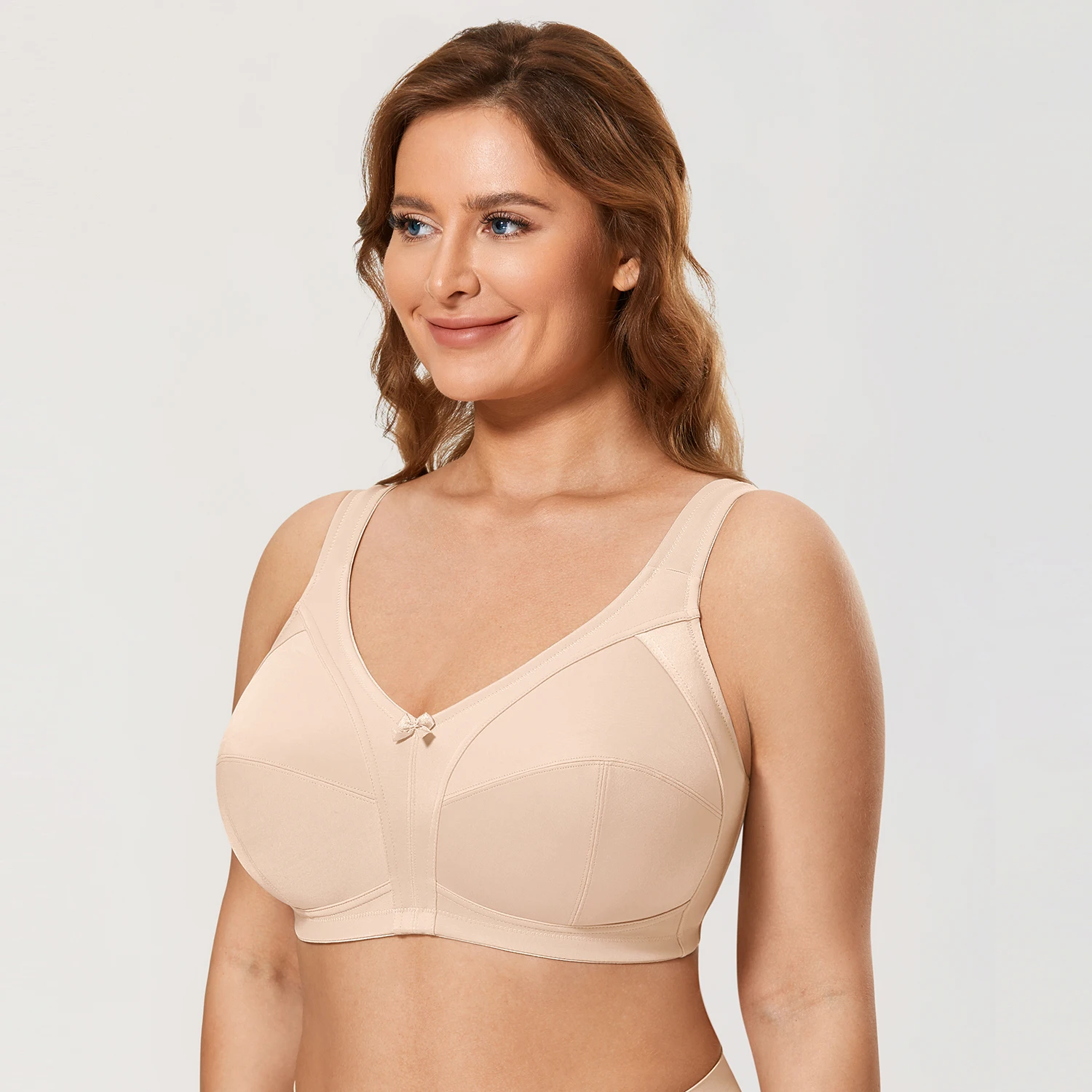 Women\'s Non Padded Plus Size Wireless Support Full Coverage Bra