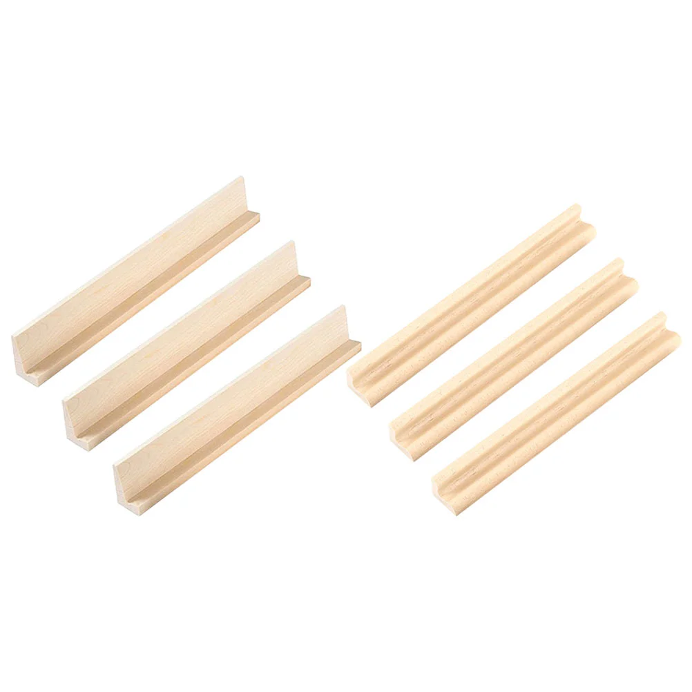 6 Pcs Domino Stand Multi-function Bases Display DIY Supply Wood Toy Cards Wooden Trays