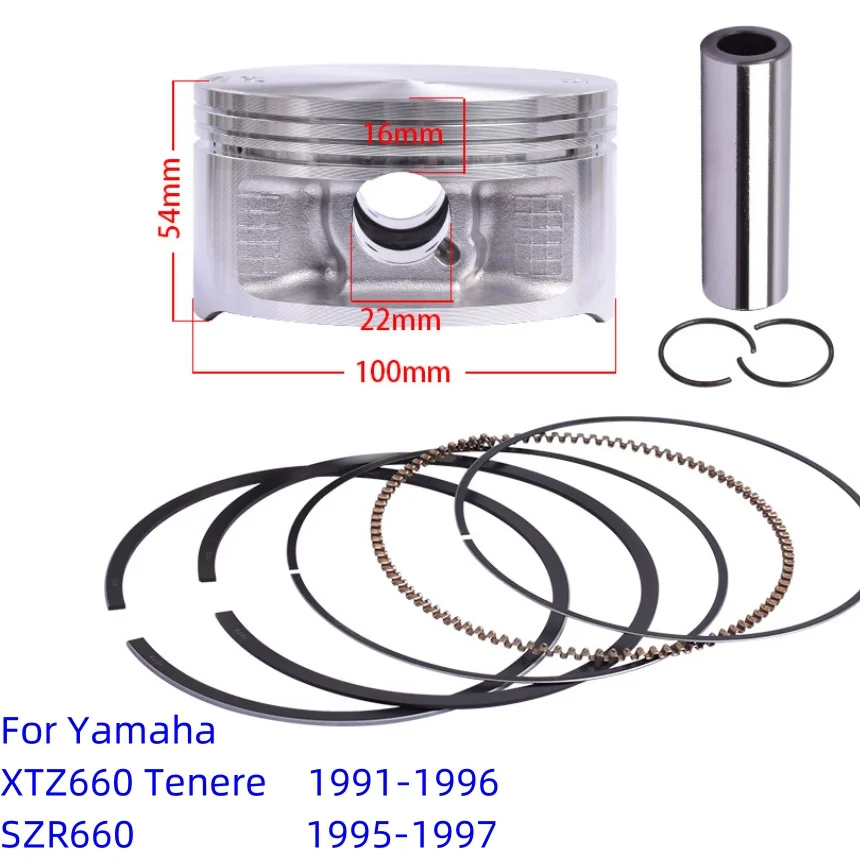 

STD 100mm +25/+50/+75 Pin 22mm Piston Rings Set For YAMAHA XTZ660 Tenere 1991 1992 1993 1994-1996 SZR660 1995-1997 3YF-116310-0X