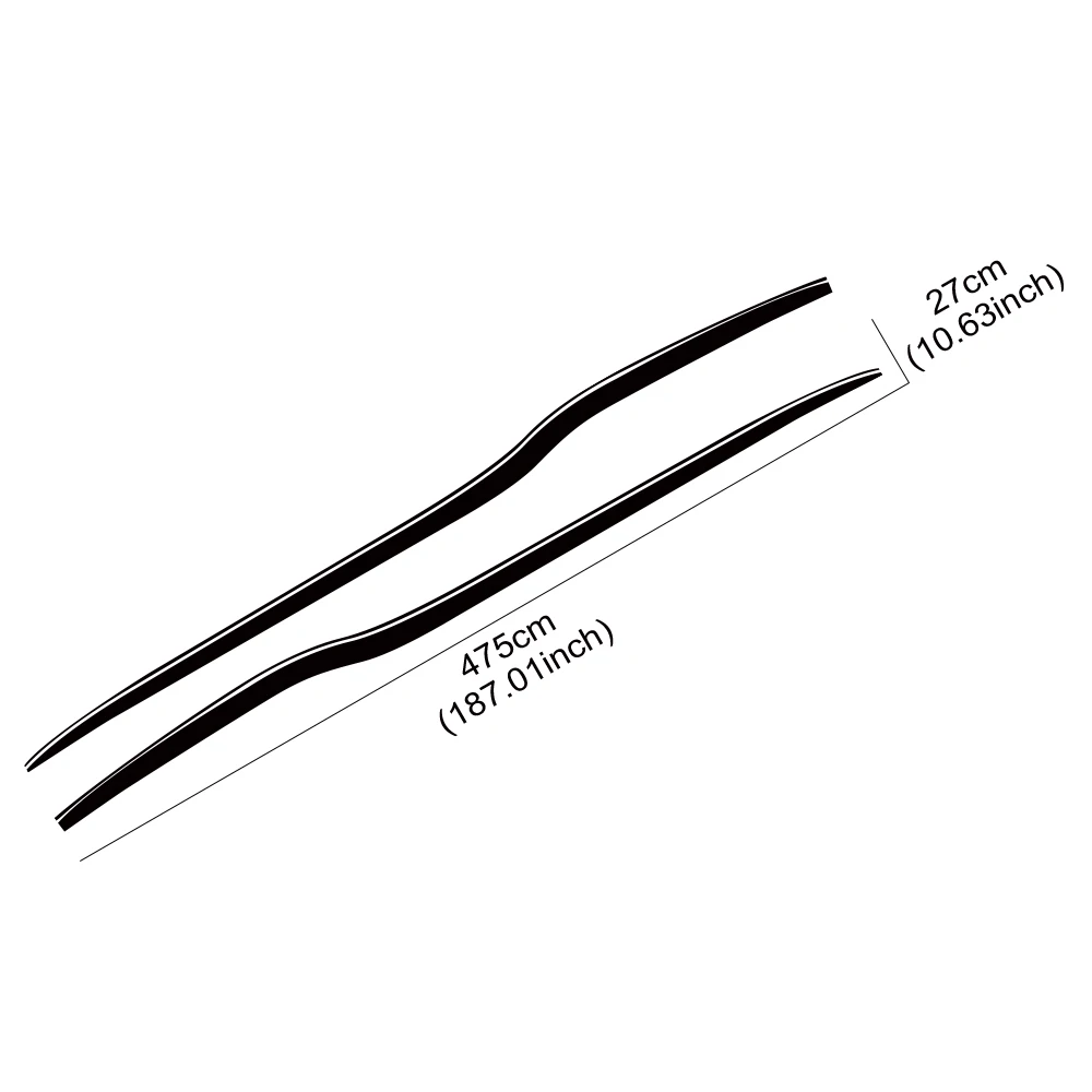 2Pcs Car Side Body Waistline Stickers Racing Stripe Vinyl Film Decals Auto Accessories for Dodge Challenger SRT Hellcat SXT GT view 5