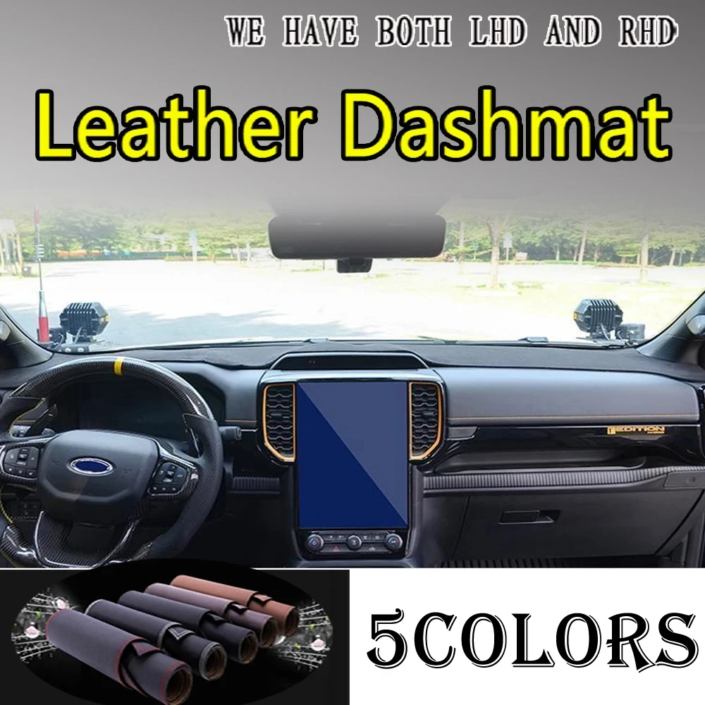 

Коврик-накладка на приборную панель из искусственной кожи для Ford Everest Ranger Wildtrak Raptor T9 2022-2026