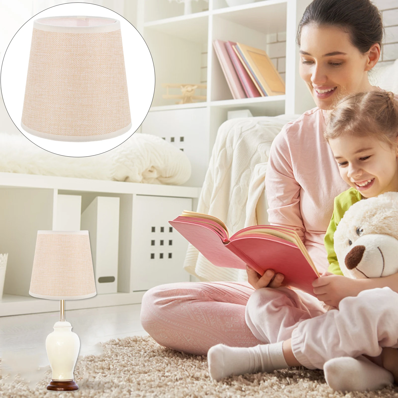 

Washable Cloth Lamp Shade Ceiling Light Cover Bubble Type Simple Home Decor Accessory For Bedroom Living Room No Dazzling Khaki