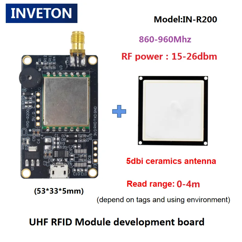 R200 UHF RFID Card Tag Reader Writer 860-960Mhz TTL EPS32 UHF RFID