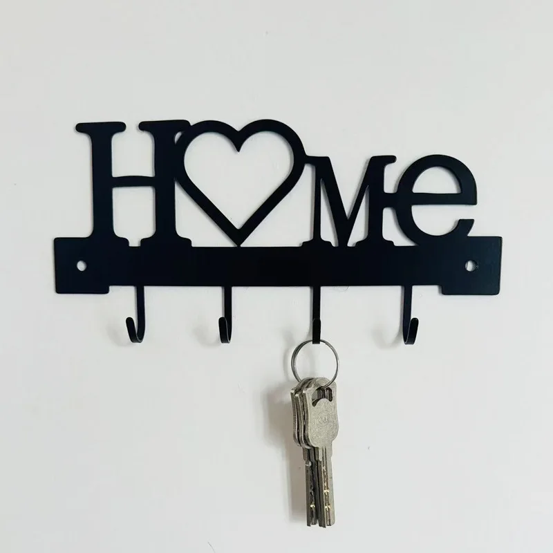 Porta Llaves con Forma de Corazón y Ganchos - Soporte de Pared para Colgar, Organizador Metálico para Decoración de Sala de Estar, Estante para Llaves | Colgador de llaves para pared