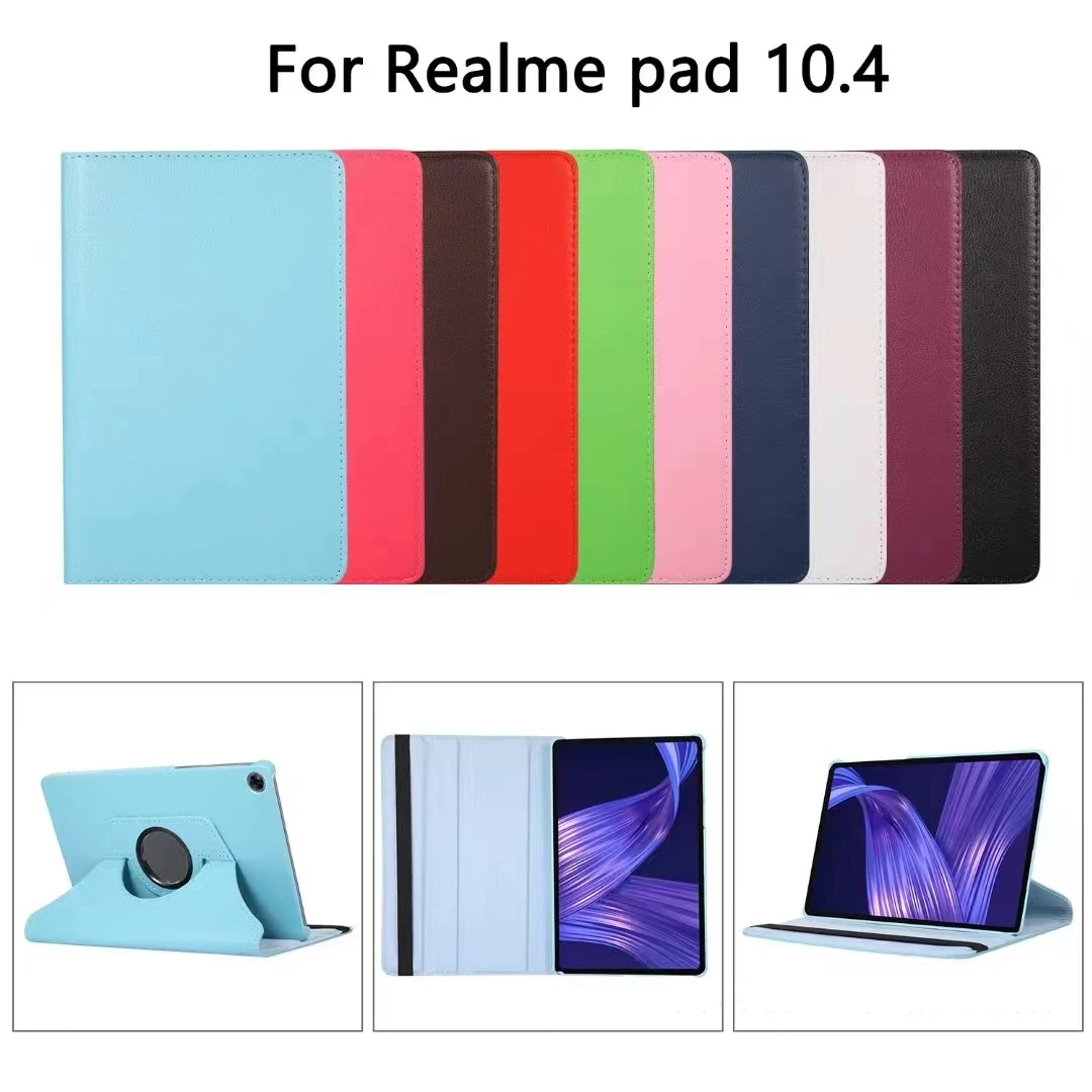 For Realme Pad Case 2021 Rotatable Stand Tablet Cover for Realme Pad 10.4 inch RMP2102 RMP2103 Stand PU Leather Cover Case Funda