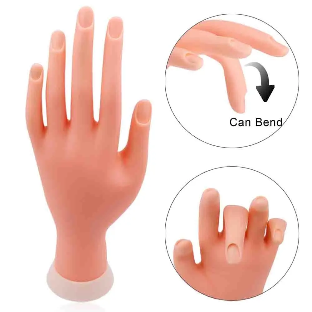 Flexible Positioning Silicone Left Hand Model Nail Enhancement Training Artificial Hand