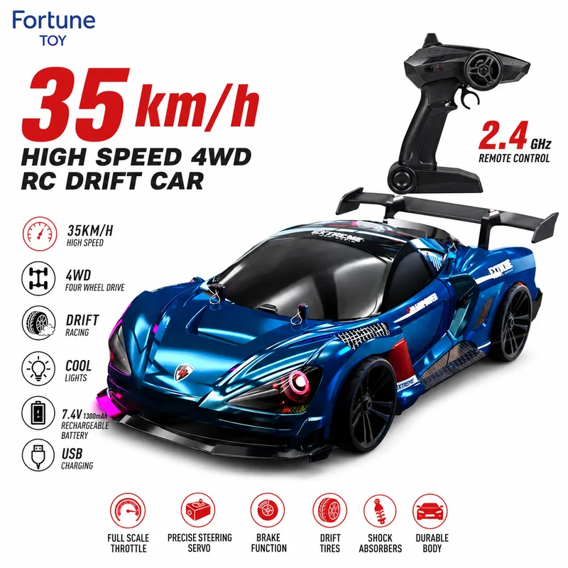 Scy‑16301/16302 High Speed Rc Drift Racing Car 2.4g 4‑Wheel Drive Cool Led Angel Devil Eyes Realistic Sports Car Hobby