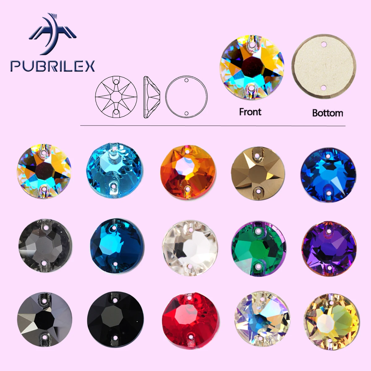 

Pubrilex Round 8 big 8 small Sew On Rhinestones Glitter Flatback Buttons DIY Sewing Accessories Beads for Garment Decorations