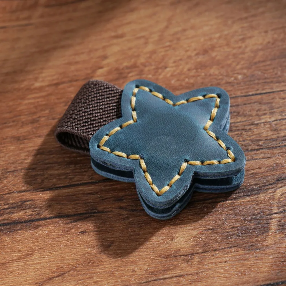 Office Supplies Genuine Leather Star Magnet Bookmark Double-Sided Vintage Book Pages Divider DIY Bookmark Clip Sew