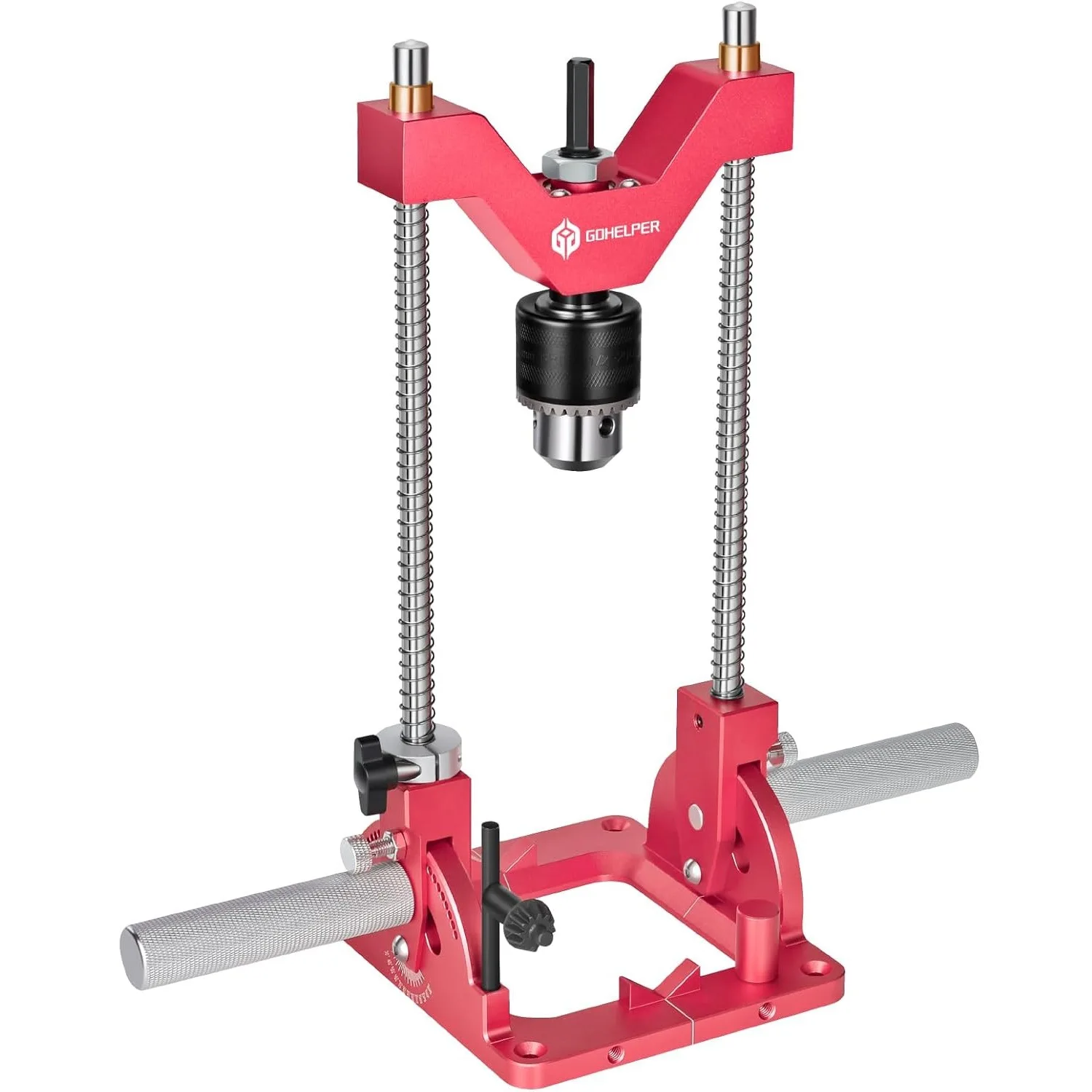 Portable drill positioner for straight holes, heavy duty 0 ° to 60 ° angle drill guide positioner