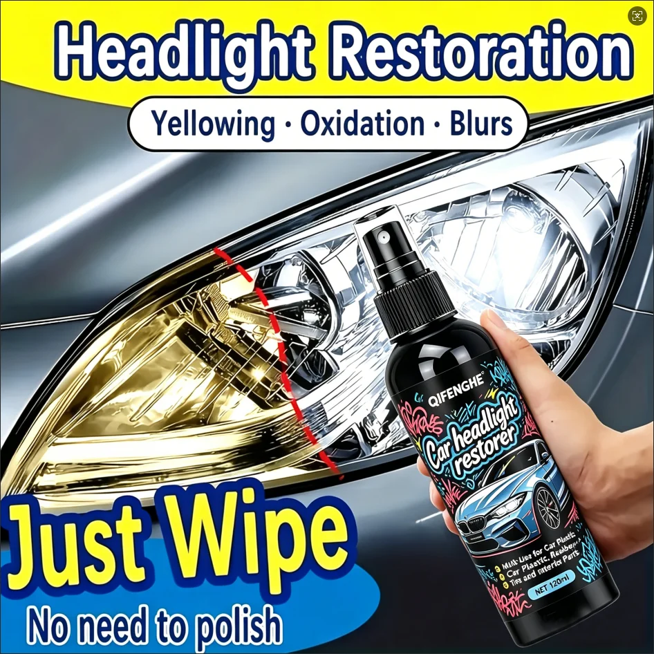 Car Headlight Restorer Spray, Headlight Restoration for Yellowing Oxidation Blurs,  Multi-Use for Car Plastic
