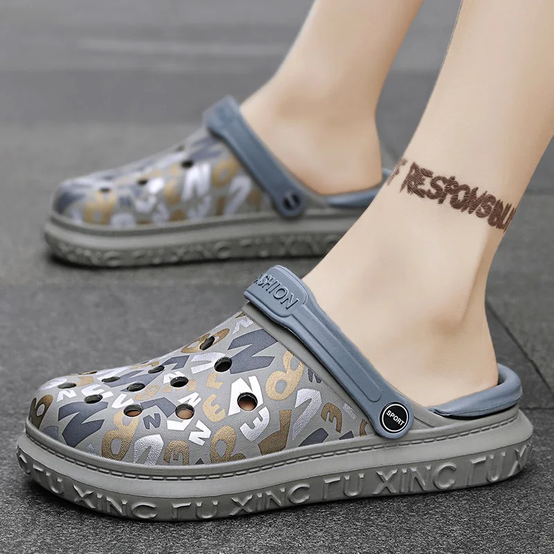 

Мужские летние шлепанцы 2-в-1, противоскользящая уличная пляжная обувь, дышащие сабо унисекс в корейском стиле с поддержкой арки1