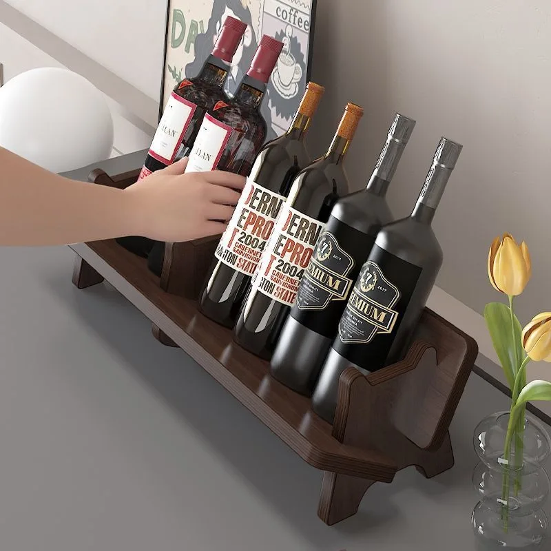 Solid Wood Wine Rack Elegant Luxury Wine Bottle Holders Modern Minimalist Multifunctional Desktop Bookshelf Home Bar Accessories