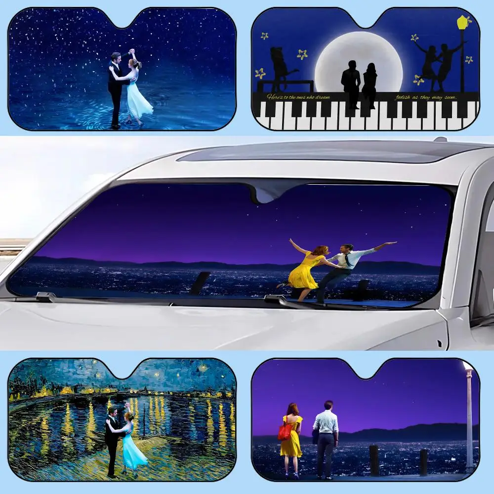 

Vintage La La Land Music Movie Sun Visor Retractable Car Sun Visor Anti-Glare UV Protection Front Window Sunshade