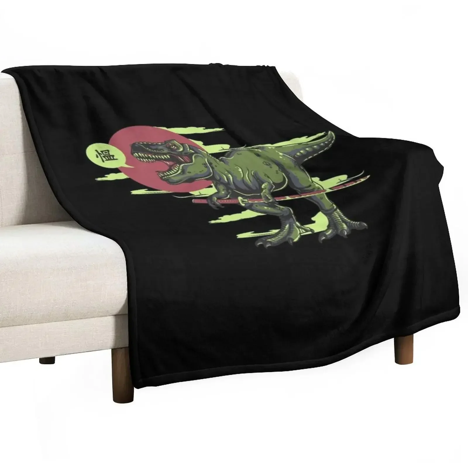 

Samurai Rex dinosaur Throw Blanket Weighted Thermals For Travel Soft Bed linens Blankets