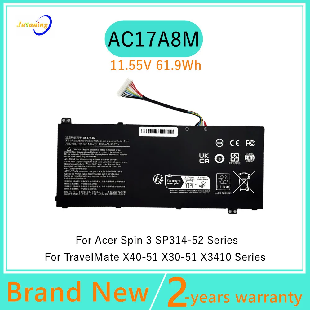 

AC17A8M Laptop battery For Acer Spin 3 SP314-52 Series For TravelMate X40-51 X30-51 X3410 SP314-52-50HT TMX30-51-MG-52H5