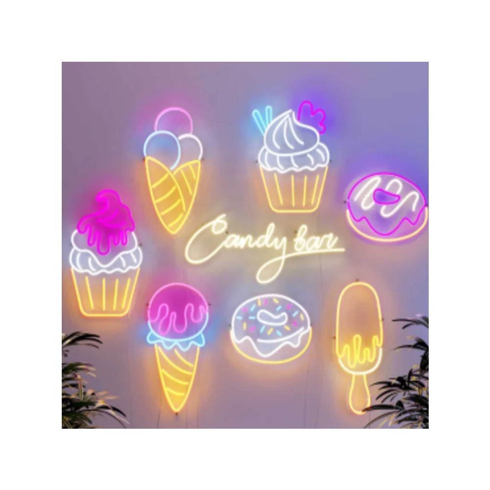 Ice Cream Neon Sign Lights Restaurant Wall Hanging Decoration LED Signboard Shop Store Neon Signs Party Supplies Business Signs